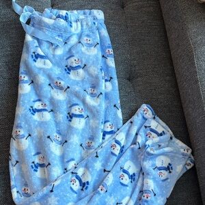 Women's Blue Snowman Pajama Pants